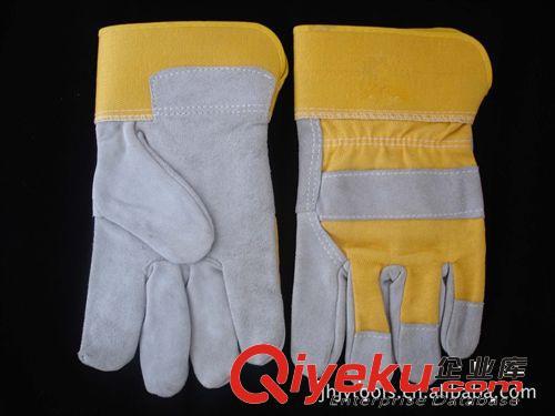 厂家直销10.5寸劳保手套，牛二层皮+帆布，防割防刺穿