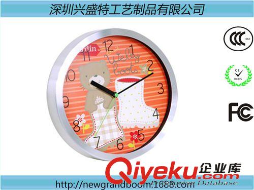 金属挂钟 10寸12寸14寸 时尚客厅卧室装饰挂钟 大刻度彩色印刷 低价批发