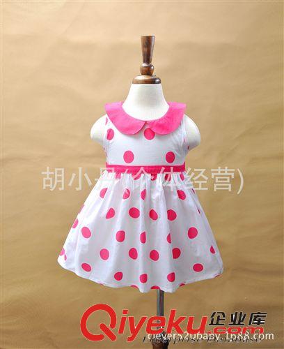 2014.6.6新品 外贸童装批发 女童宝宝纯棉波点 娃娃领连衣裙 优雅小翻领1-4岁