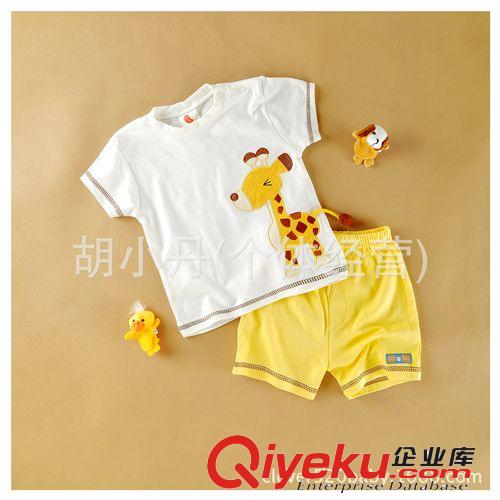 2014.5.20新品 外贸童装批发 纯棉宝宝外出服 男童套装 可爱立体绣花 夏装