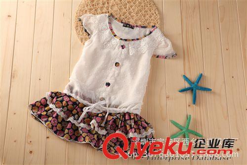 夏款特价清仓 2014款韩版夏款童装 中女童 雪纺印花 碎花 连衣裙