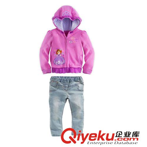 欧美系列汇总 2014年新款 套装 女童秋装CANDY BABY拉链卫衣牛仔裤两件套批发