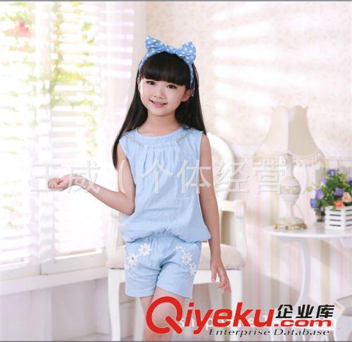 4月27日上新 夏季新款韩版中大童装两件套 薄款时尚牛仔上衣+牛仔短裤套装批发