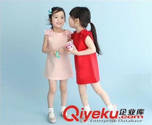 4月15日上新 2014爆款韩版中小童夏装连衣裙 时尚可爱无袖花朵中大女童公主裙