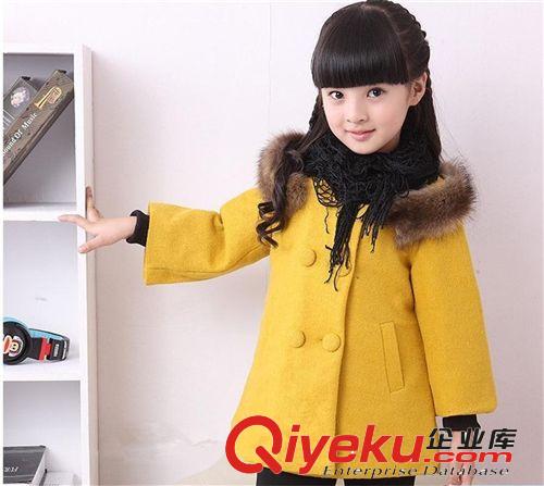 2014年新款女童外套 2014冬季新款韩版童装外套 呢子大衣外套 中大女童童装外套批发