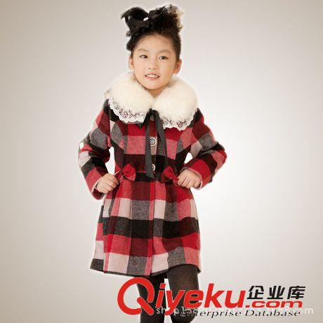 2014年新款女童外套 厂家直销冬款童装 女童韩版格子长袖圆领秋冬季连衣裙童裙批发