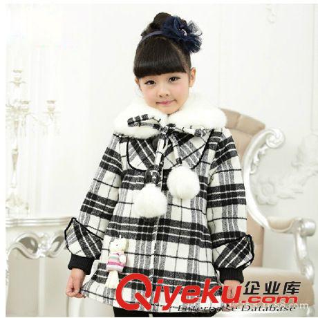 2014年新款女童外套 2014新款欧美冬季女童外套 新款儿童呢子毛领呢大衣公主外套
