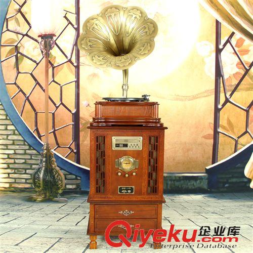 礼品168仿古电唱机老式留声机cd机收音机复古影音电器黑胶唱片机