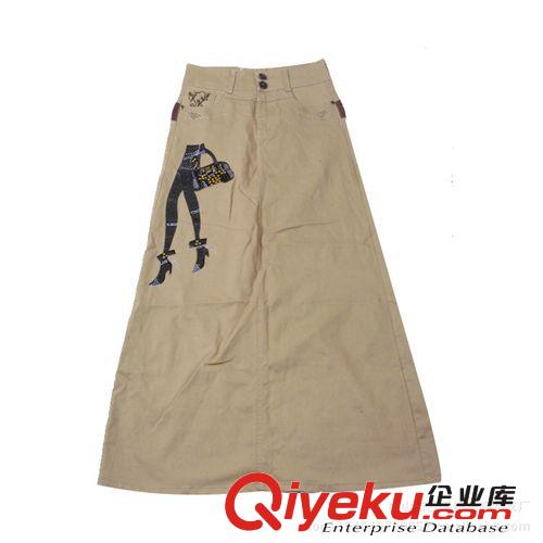 牛仔裙 2013外贸原单批发半身裙牛仔裙女装绣花带珠子皮扣半身裙牛仔