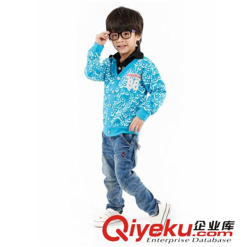 V领 2014童装秋款新款男装休闲连帽V领卡通图案童外套0028#韩版上衣