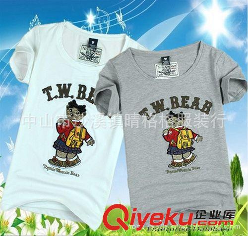 夏季短袖T恤 14年运动休闲维尼女装熊刺绣潮牌大码新款T恤短袖厂家直销批发