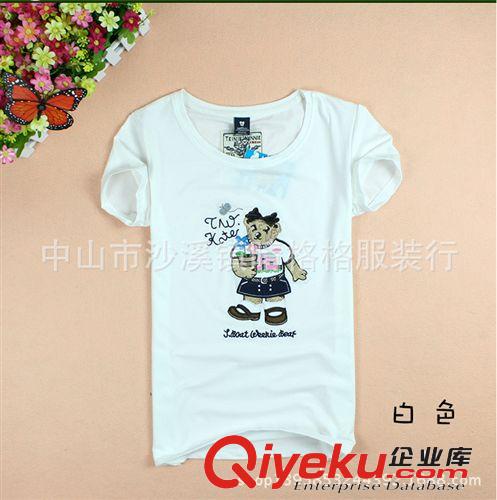 夏季短袖T恤 2014年维尼女装小大熊夏季短袖T恤运动休闲居家针织纯棉厂家批发
