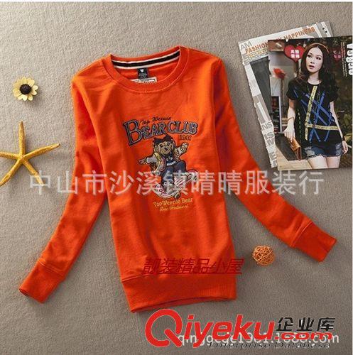 纯棉卫衣 2014年春季纯棉卫衣维尼熊刺绣女装新款潮牌运动休闲居家厂家批发