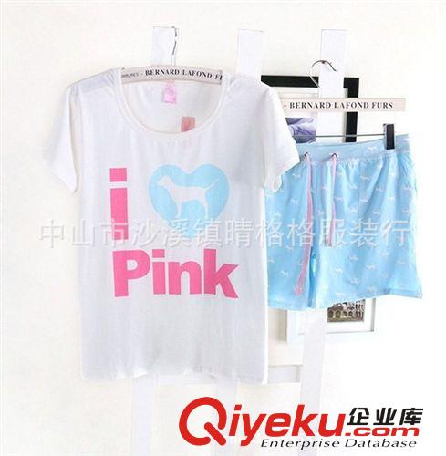 居家服套装 2014年PK居家服套装运动休闲针织T恤短裤纯棉潮牌流行款厂家批发
