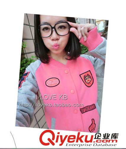 加厚棒球服 2014大嘴巴子棒球服女装纯棉抓绒猴卫衣拼色专柜新款加厚厂家批发