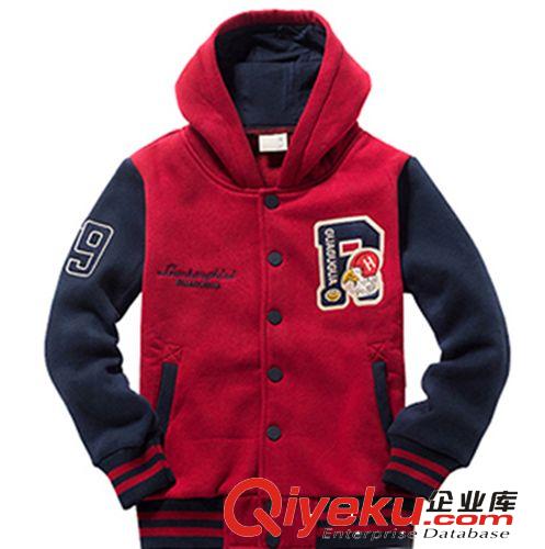 童装装 儿童连帽加厚棒球服  韩版时尚新品 男童连帽车字母花棒球长袖装