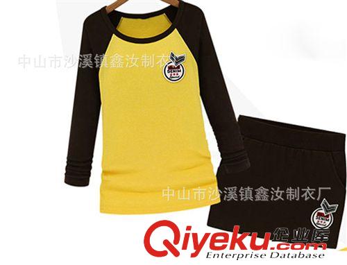 女装长袖圆领 厂家定制秋季外贸纯棉热卖新品  女装休闲爆款　女士插肩长袖衫