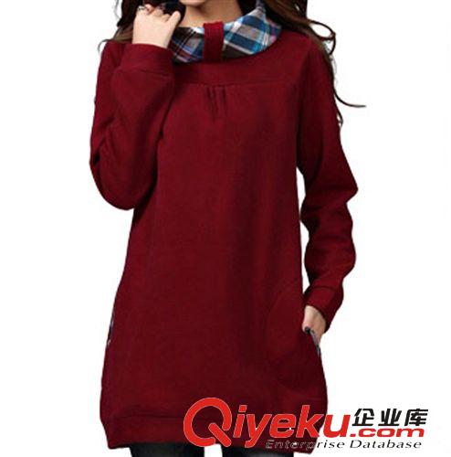 女装长袖圆领 女装卫衣纯棉高领  外贸休闲热销新品  女士拼色套头高领显瘦长袖