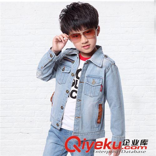 童牛仔服 2014英伦秋季新款牛仔服 男童长袖中大童牛仔外套 厂价直销