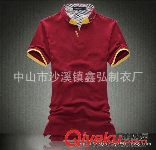 男式Polo衫 厂家定做男士短袖T恤 新款夏装韩版修身型立领红色polo衫