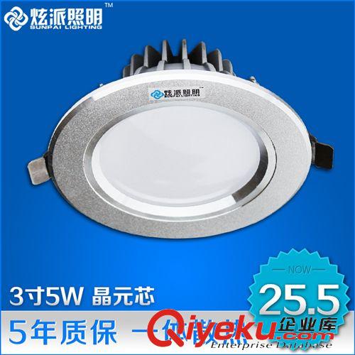 LED天花筒灯 炫派 5W防眩超亮！LED天花灯 射灯3寸led筒灯 客厅卧室背景墙射灯