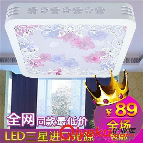 LED木艺灯 LED正方形田园灯饰现代简约吸顶灯具时尚大气卧室餐厅客厅灯