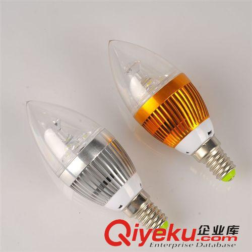 LED蜡烛灯泡 E14/E27金色/银色螺口尖泡拉尾泡 PC导光柱 LED蜡烛灯泡3W