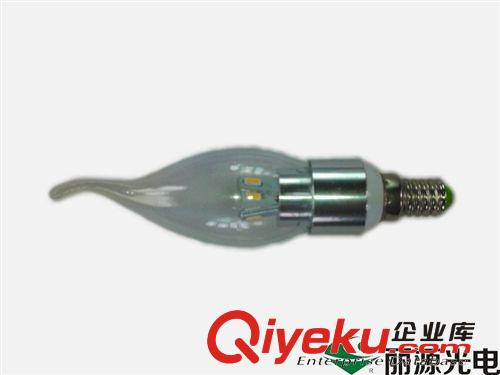 LED球泡拉泡尖泡 厂家热销 LED-3W三叉车铝拉尾泡 拉尾LED蜡烛泡  LY-LZ-A014