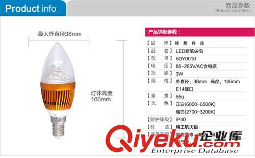 LED系列 【促销】厂家批发LED尖泡 3w球泡灯 led贴片球泡灯 e27led球泡灯