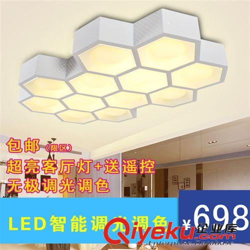 铁艺客厅灯 水立方六边形铁艺LED吸顶灯客厅灯卧室书房灯调光吸顶灯热销新品