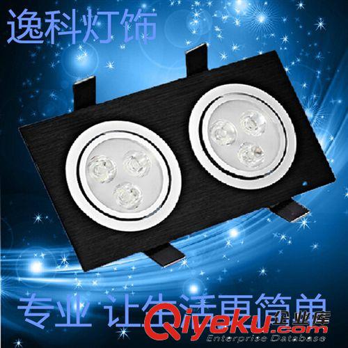 LED斗胆灯 逸科灯饰 LED6W格栅灯长方形双头3W射灯 全套6W led斗胆灯天花灯