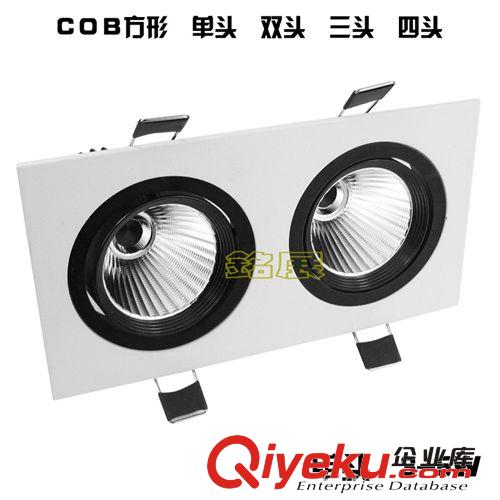 LED天花灯 LED新款长方形COB防眩光黑白天花射灯外壳双头7W