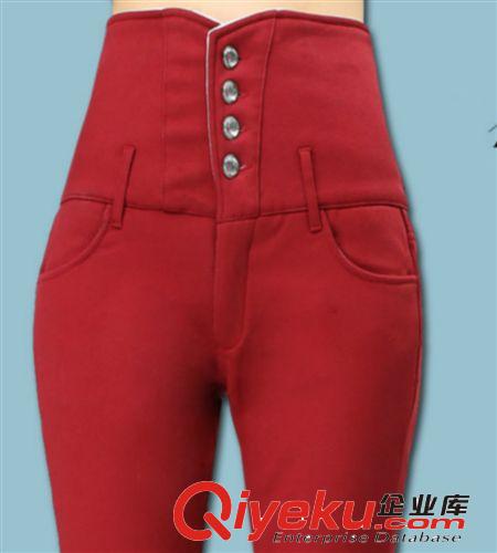 牛仔裤 高腰加绒牛仔裤女显瘦铅笔裤加厚大码女装排扣韩版小脚裤一件代发