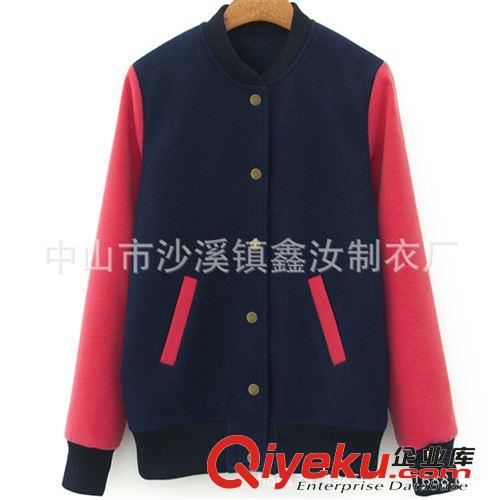 厂家定制时尚女装加厚撞色卫衣绒衫 订做外贸长袖棒球衫