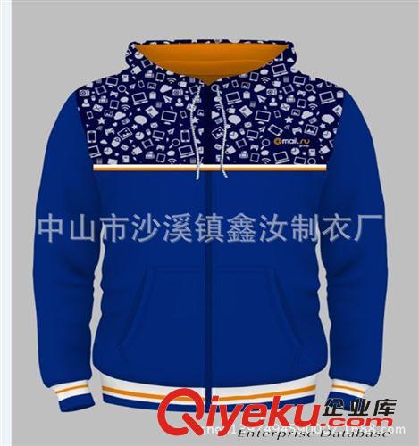 厂家订做男装长袖加厚连帽卫衣 定制外贸拼色套头针织卫衣混批