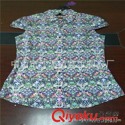 供应女装全棉短袖衬衫时尚满版印花工作服装定制做 中山外贸批发