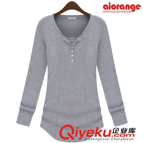290秋季新品欧美气质女装V领打底衫T恤弹力修身长袖女装棉质上衣