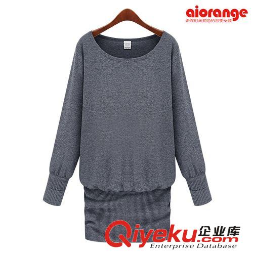 585欧美风秋冬新款女装韩版OL修身圆领打底气质长袖连衣裙女款