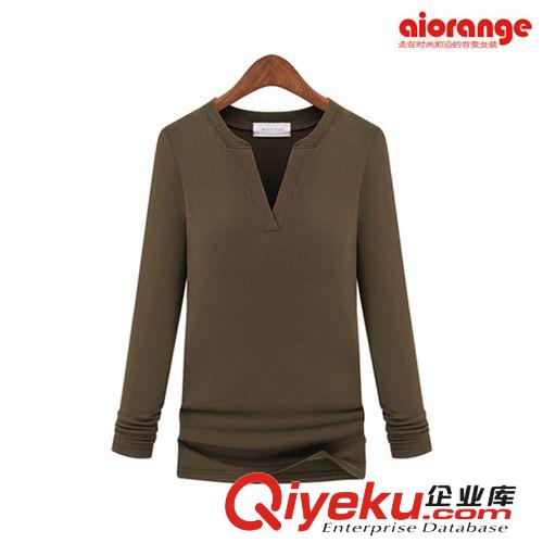 mdv1ct 秋装新品欧美英伦风弹力简约打底衫莫代尔V领长袖t恤女潮