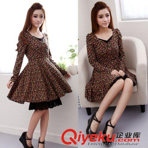 女装加盟 厂家直销 2013 新品韩版气质甜美公主碎花l连衣裙韩版女