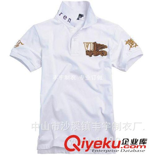 专业订做2014夏装新款男装翻领短袖绣花男T恤纯棉休闲运动男式T恤