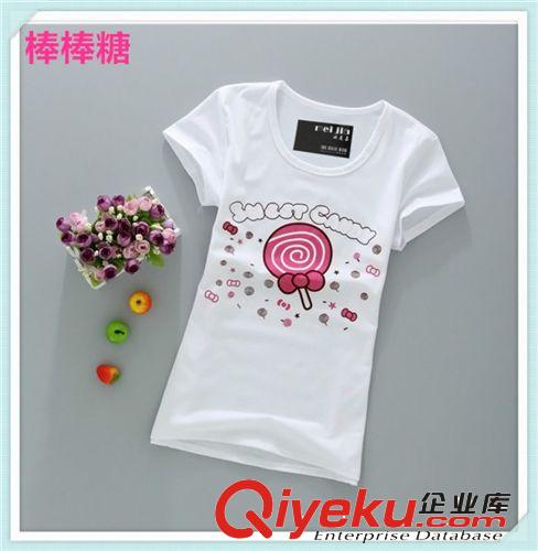 订做2014夏装新款女T恤 圆领短袖纯棉印花T恤女装韩版休闲小清新