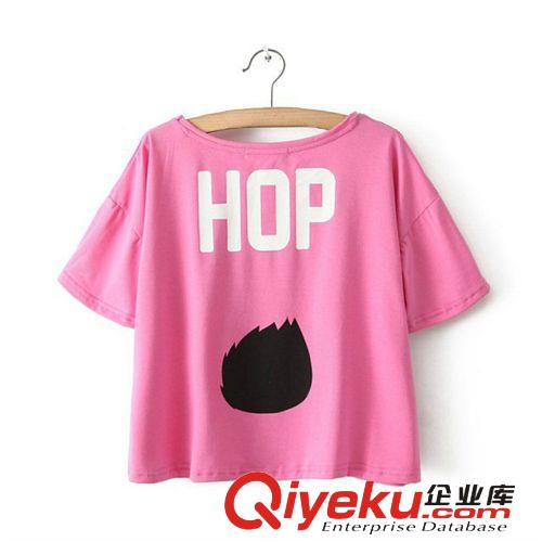 专业订做2014春夏女装新款圆领短袖T恤纯棉宽松女装百搭超短女衫