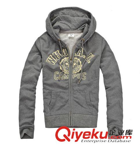 2014男款全棉水洗修身美式欧美外套印花拉链连帽卫衣 一件代发