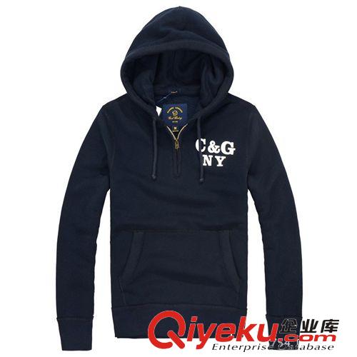 2014新款男士卫衣全棉水洗修身连帽套头 厂家直销
