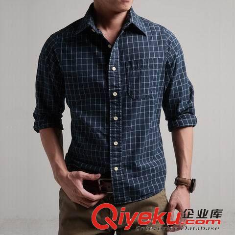 2013高品质法兰绒磨毛加厚男式衬衫 休闲纯棉长袖格子衬衫