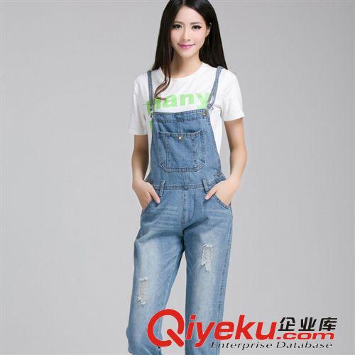春秋装新款2014新潮大码女式休闲牛仔背带裤大码连体裤一件代发