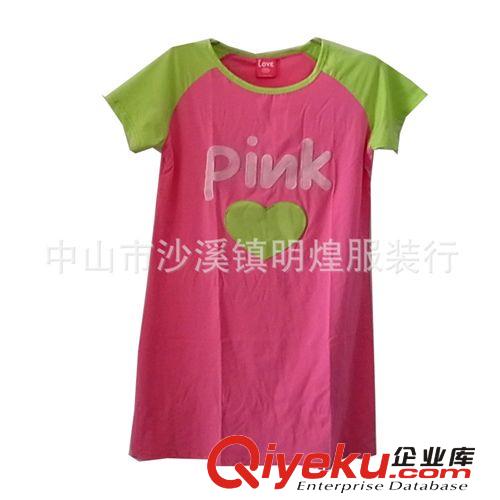 2014年夏季睡裙PINK睡裙纯棉短袖春夏季女款家居服可爱休闲睡衣女