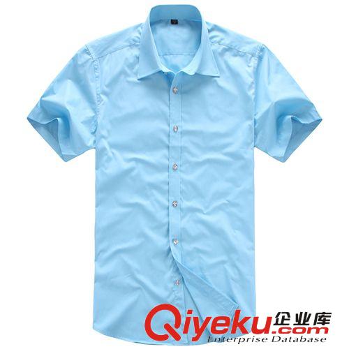厂家供应男士时尚休闲韩版修身纯色短袖衬衫 夏季男装短袖衬衣