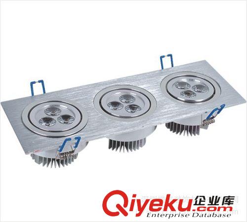 三头3*3*1W，方形天花射灯，连体透镜，可调角度，led灯具外壳